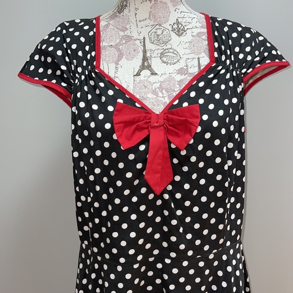 Lady Vintage Black Polkadot Pinkup Dress 20 - Picture 2 of 8